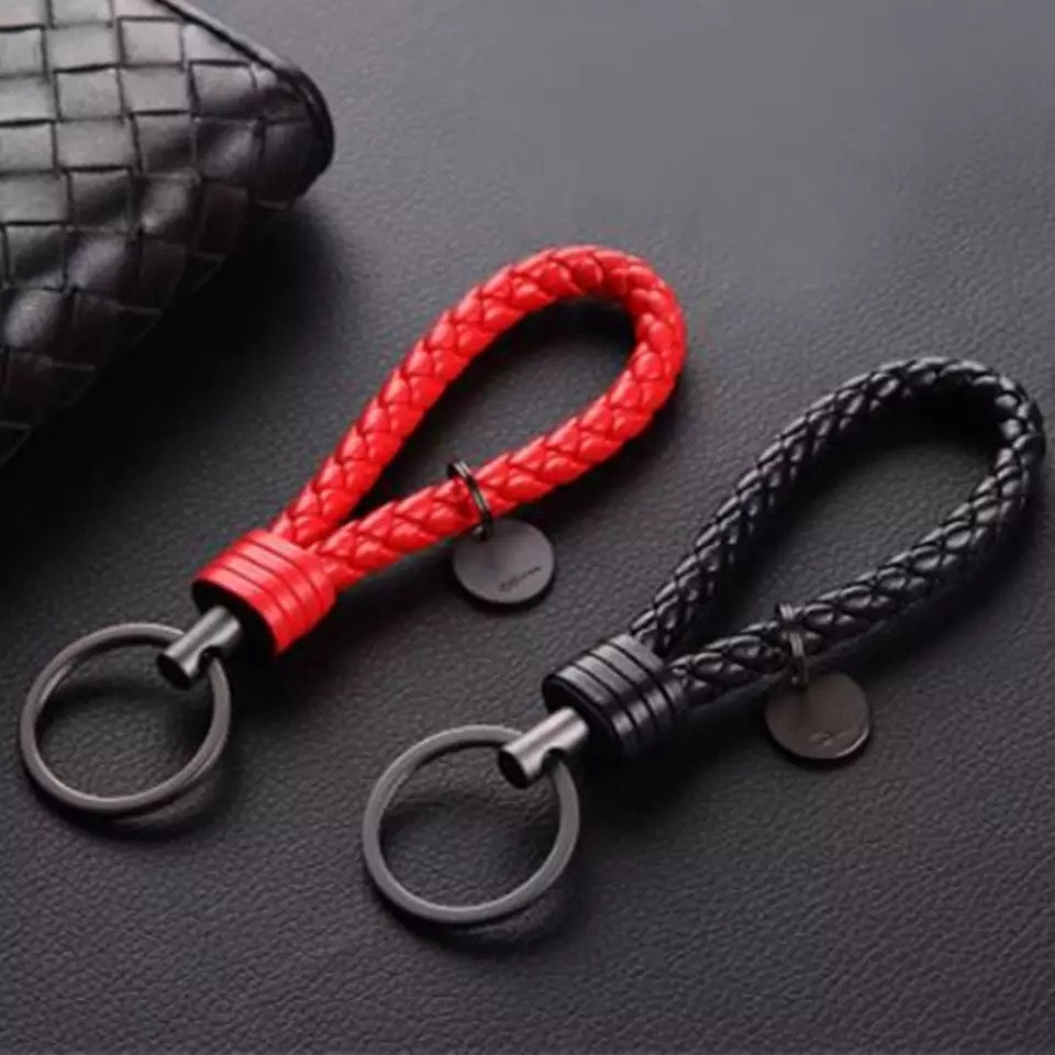 Porte-clés cuir tressé