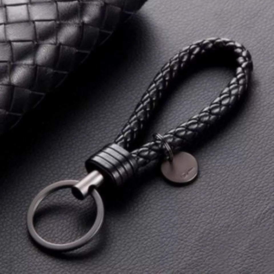 Porte-clés cuir tressé
