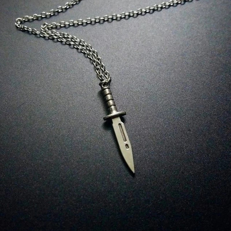Collier Inox Pendentif Couteau