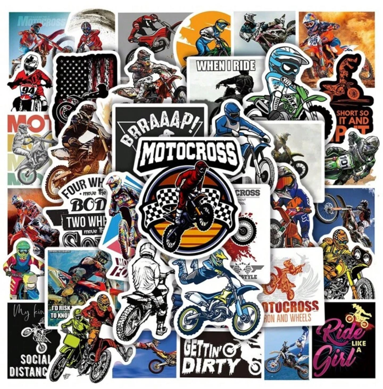 Stickers Motocross - x10 pièces