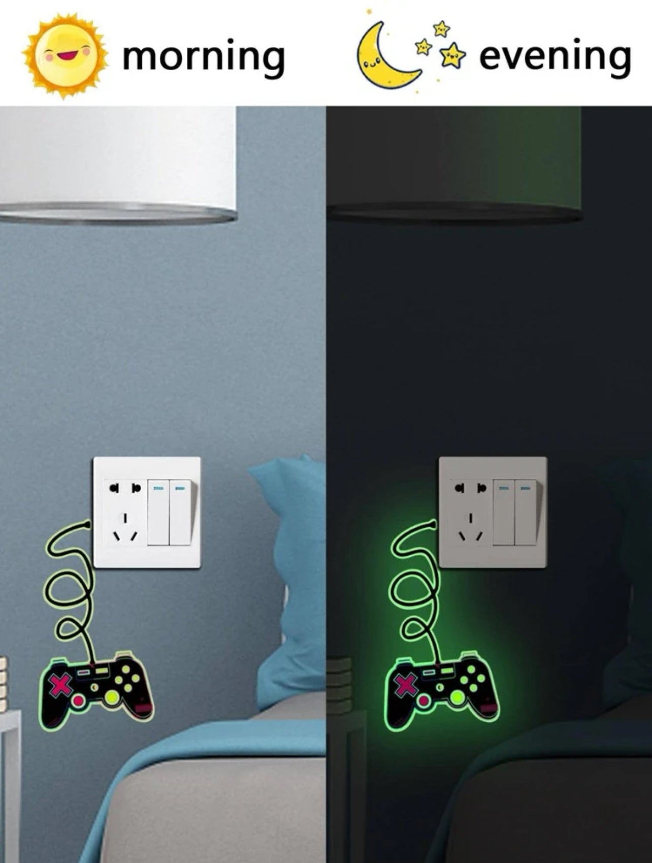 Autocollants Lumineux en Forme de Manette de Jeu - 1 pièce