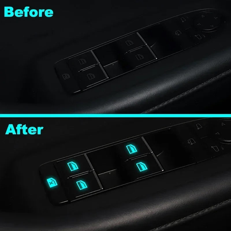 Autocollants Lumineux pour Commandes de Vitres - 16 pièces