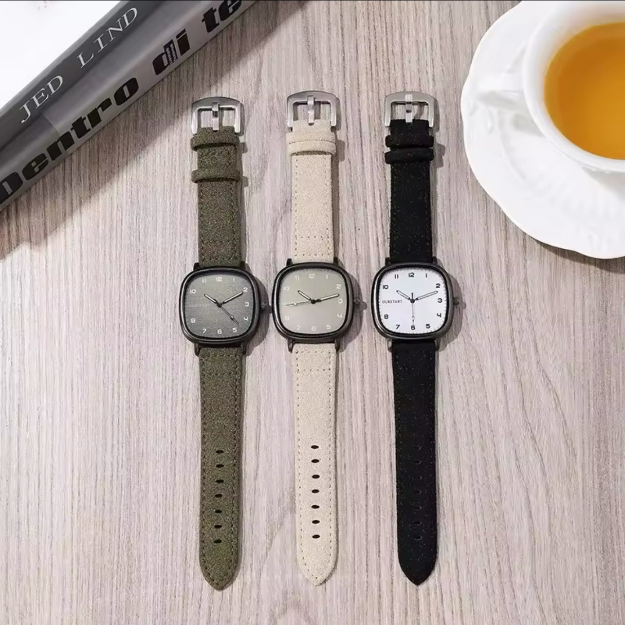 Montre élégante à bracelet suédé
