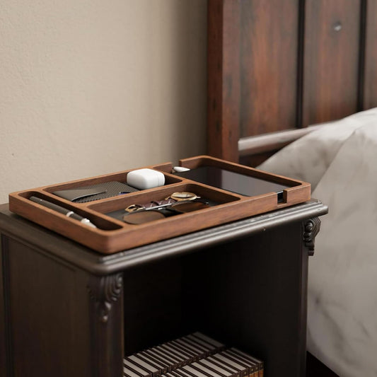 Organiseur Bois Cuir Élégant