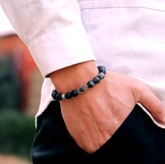 Bracelet Hamsa Pierre de Lave