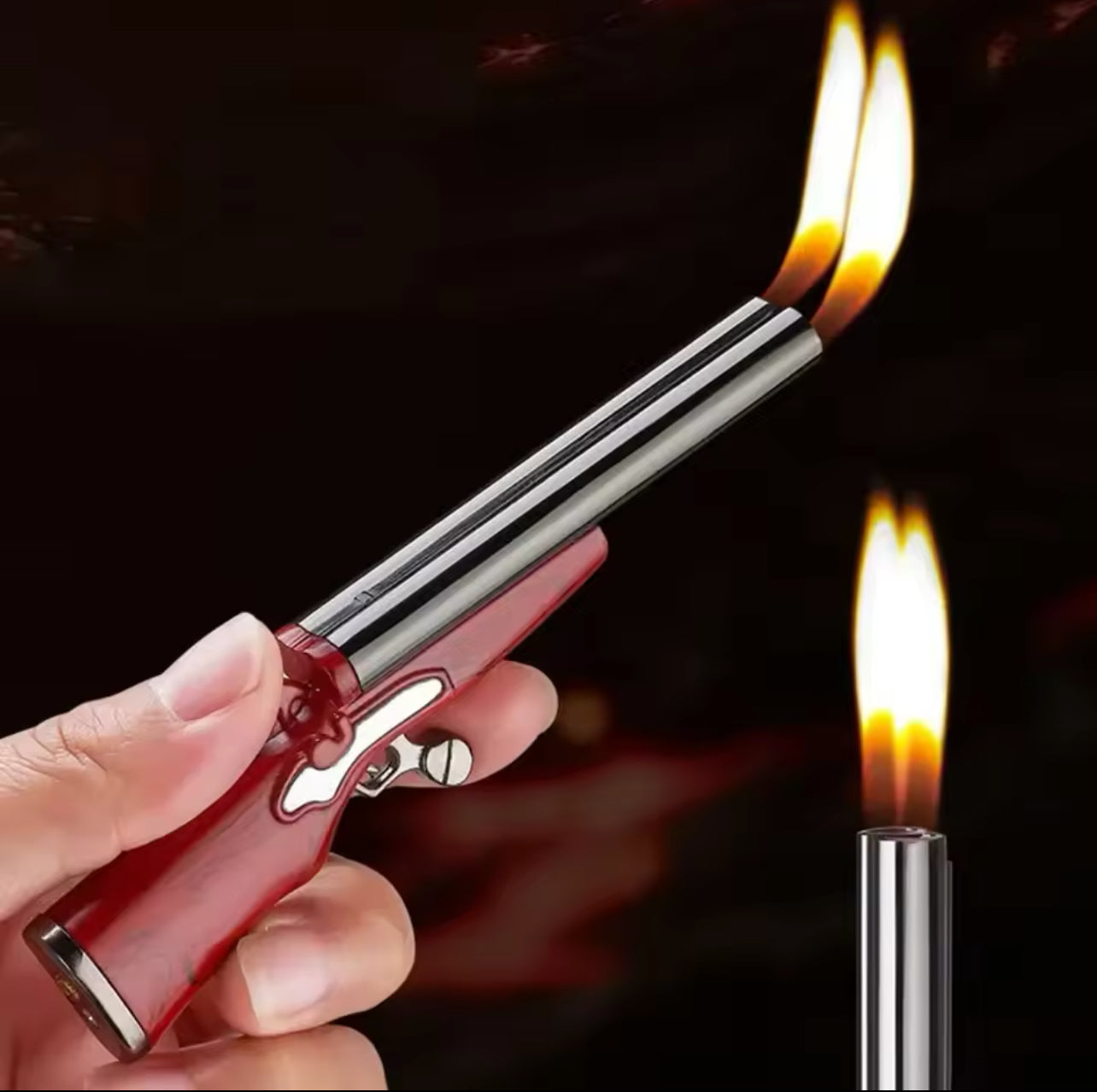 Briquet Fusil à Pompe à Double Flamme