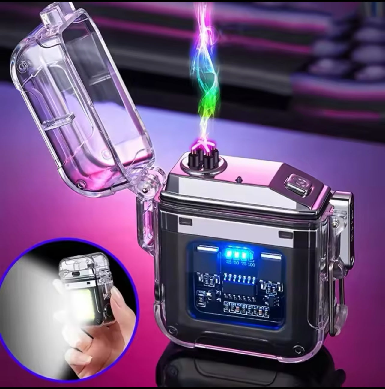 Briquet Électrique Double Arc avec Lumière LED
