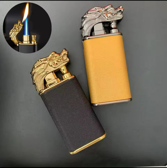 Briquet à Gaz Double Flamme avec Tête de Dragon