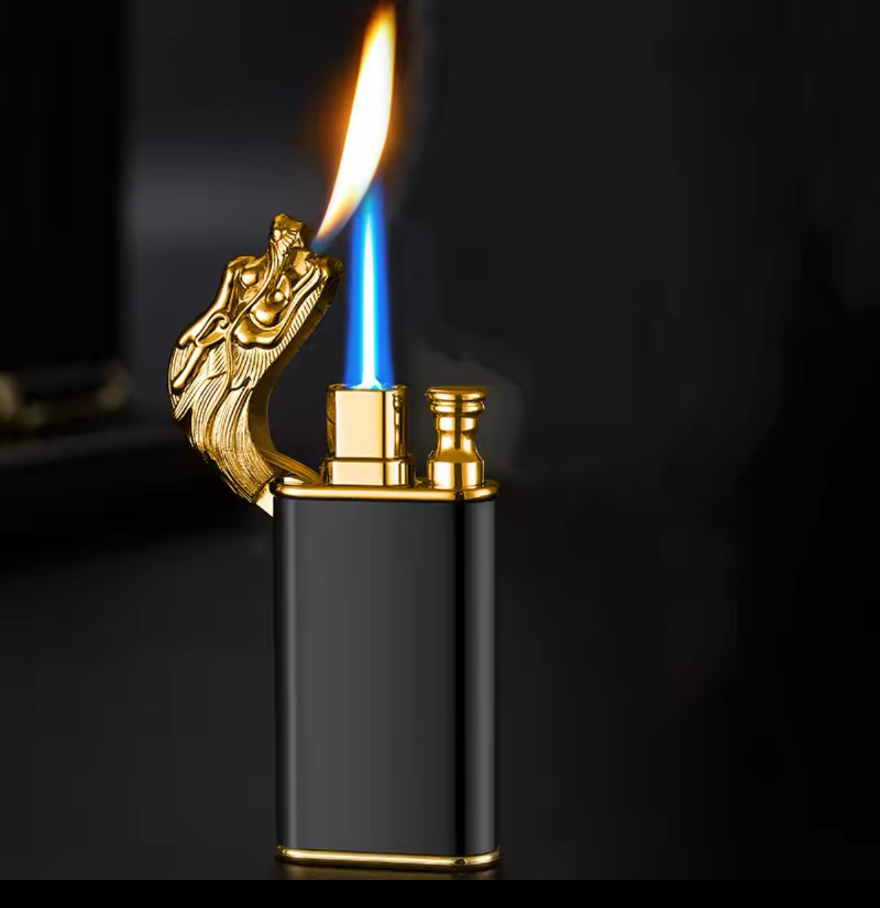 Briquet à Gaz Double Flamme avec Tête de Dragon