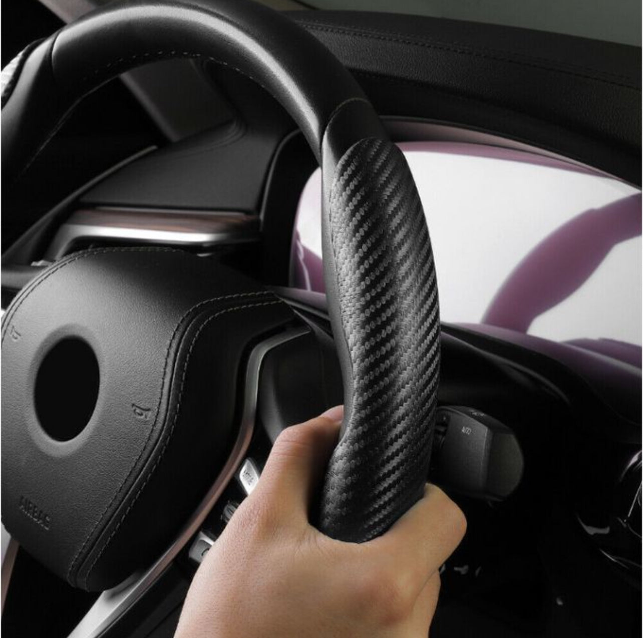 Couvre Volant en Fibre de Carbone Noir Mat