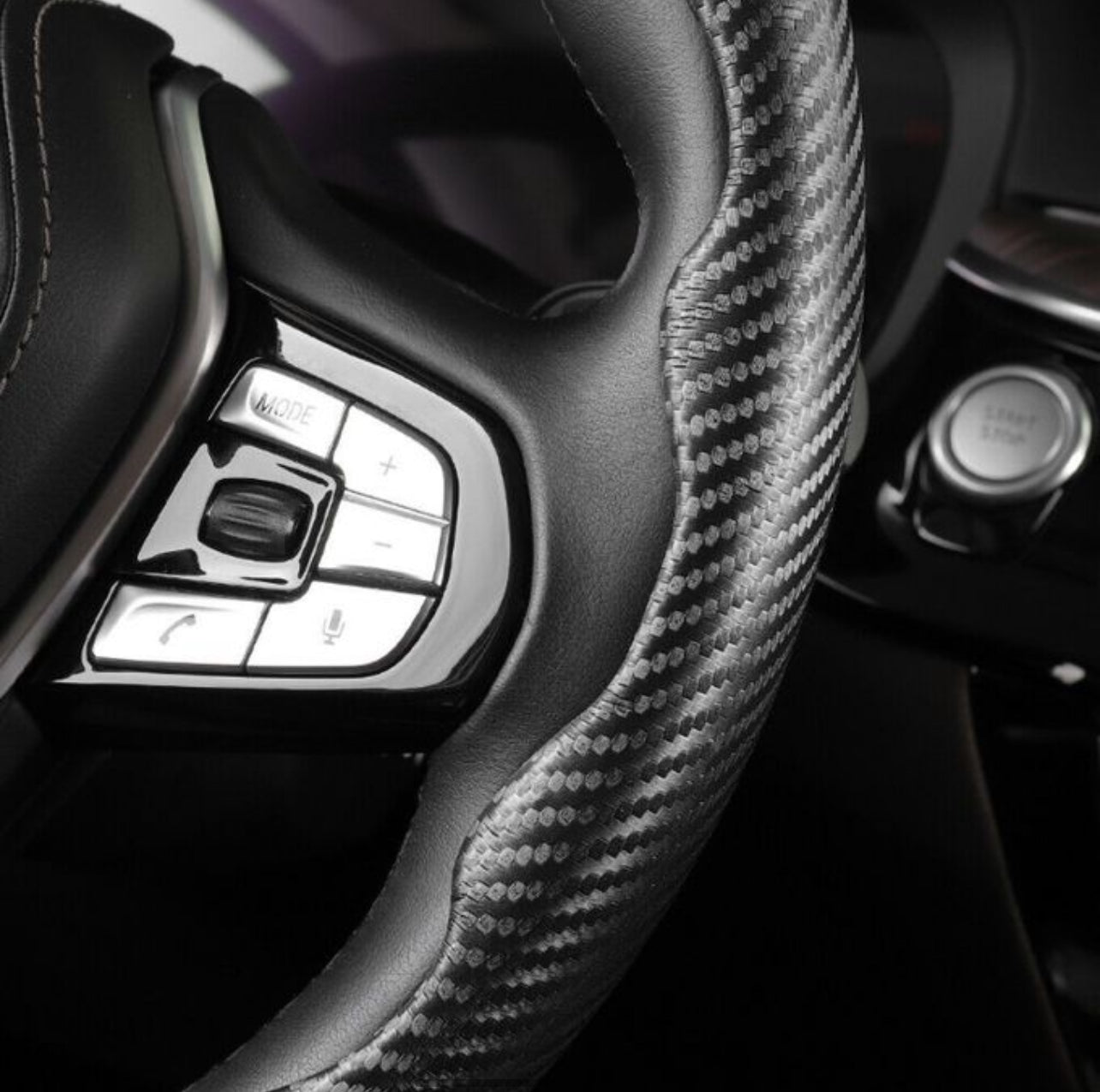 Couvre Volant en Fibre de Carbone Noir Mat