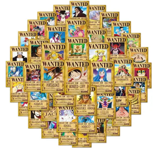 Stickers Wanted One Piece - x10