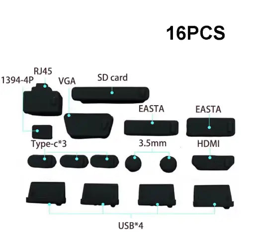 Bouchons Antipoussière PC – Kit 16 pièces