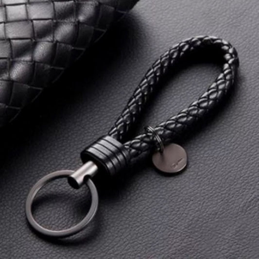 Porte-clés cuir tressé