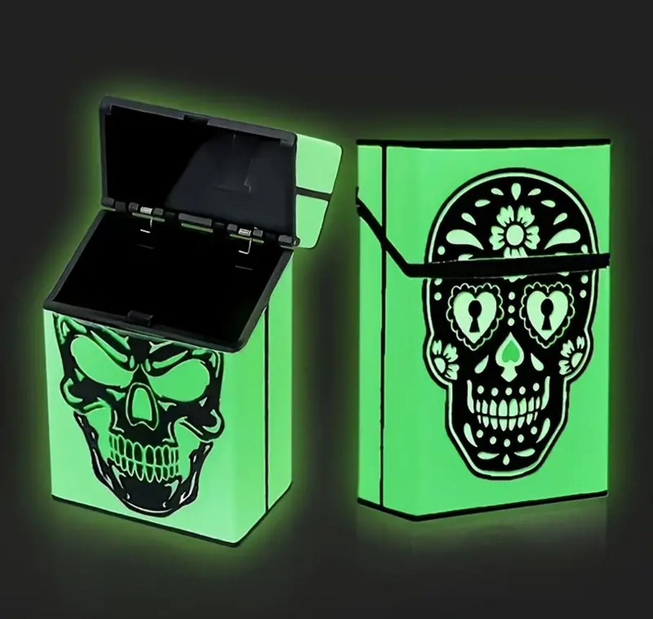Boîte à Cigarettes Crâne Fluorescente