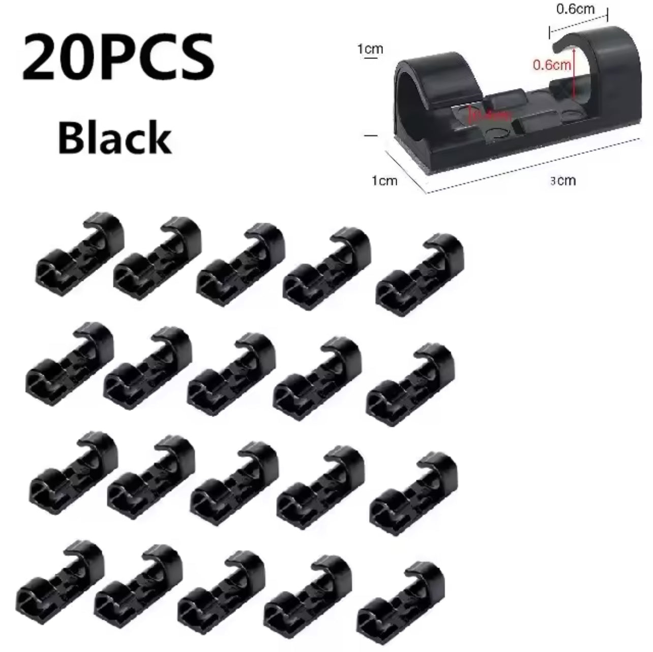 Clips Organisateurs de Câbles (Lot de 20)