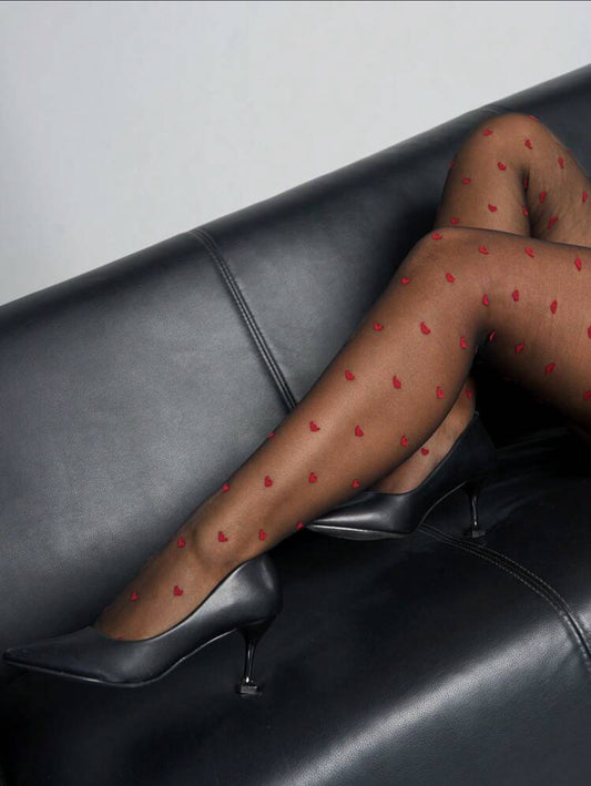 Collant Cœurs Rouges