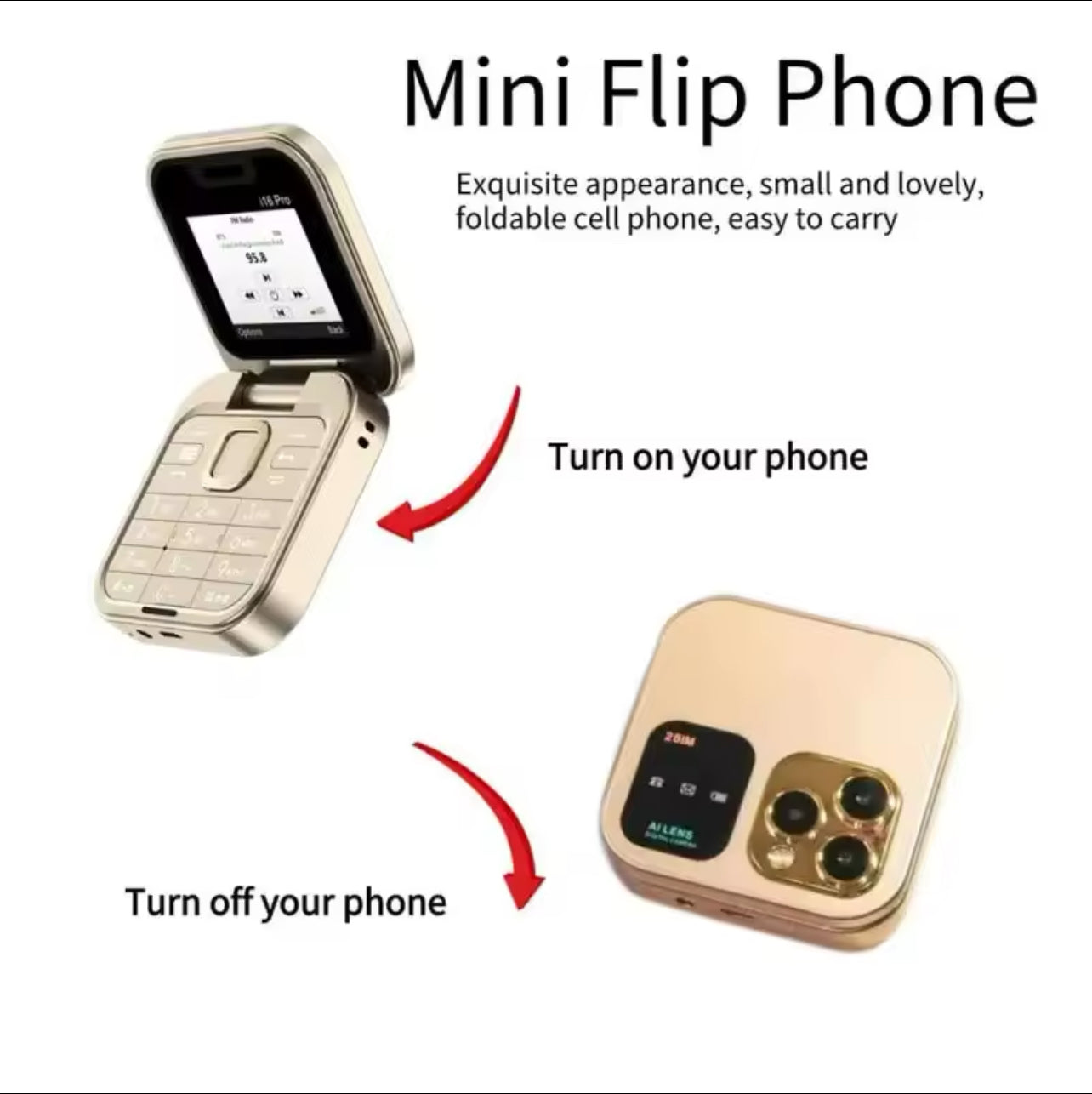 Téléphone Pliant Mini LED