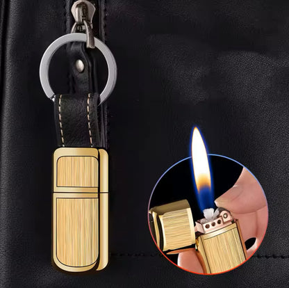 Briquet Porte-Clés Élégant Or Brossé