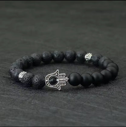 Bracelet Hamsa Pierre de Lave
