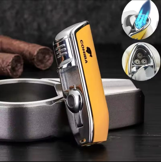 Briquet Chalumeau Cohiba 3 Flammes avec Perceuse à Cigare Intégrée