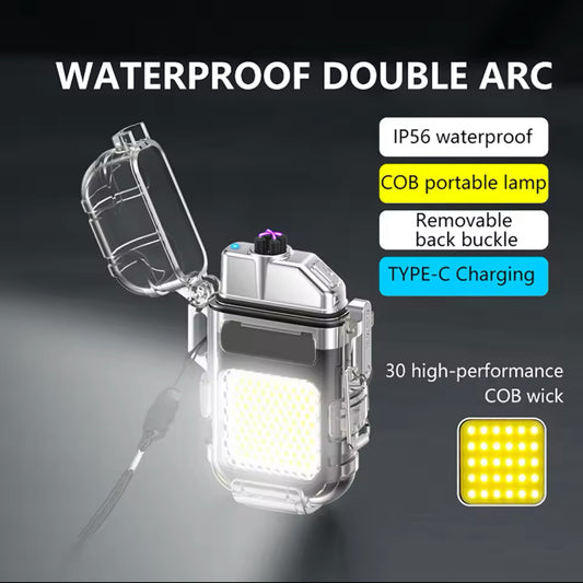 Briquet Électrique Double Arc avec Lampe Torche COB