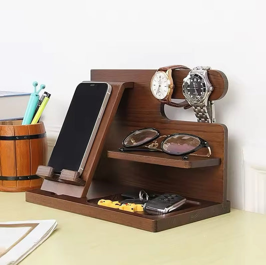 Support multifonction pour téléphone portable en bois